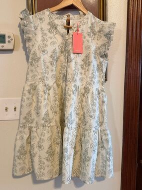 Aiblee Cotton Dress with Sage Green Floral Print